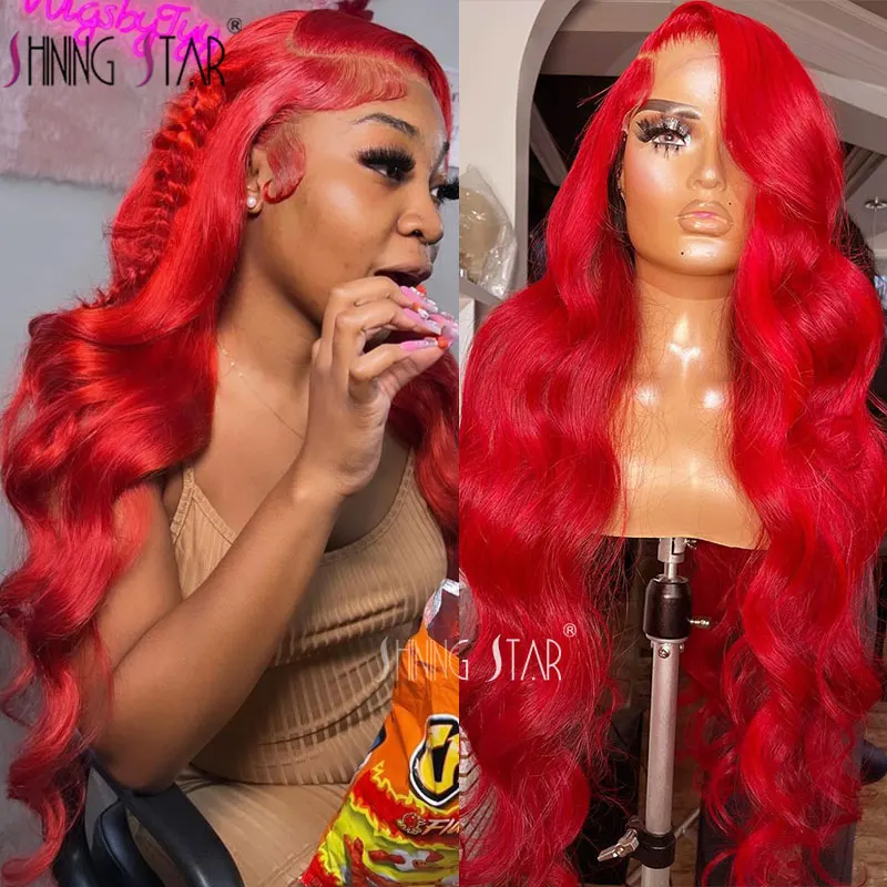 Body Wave Wig Red Burgundy Lace Front Wig 13X4 Hd Lace Frontal Wig Brazilian Hair Lace Front Human Hair Wigs Pre Plucked 180%