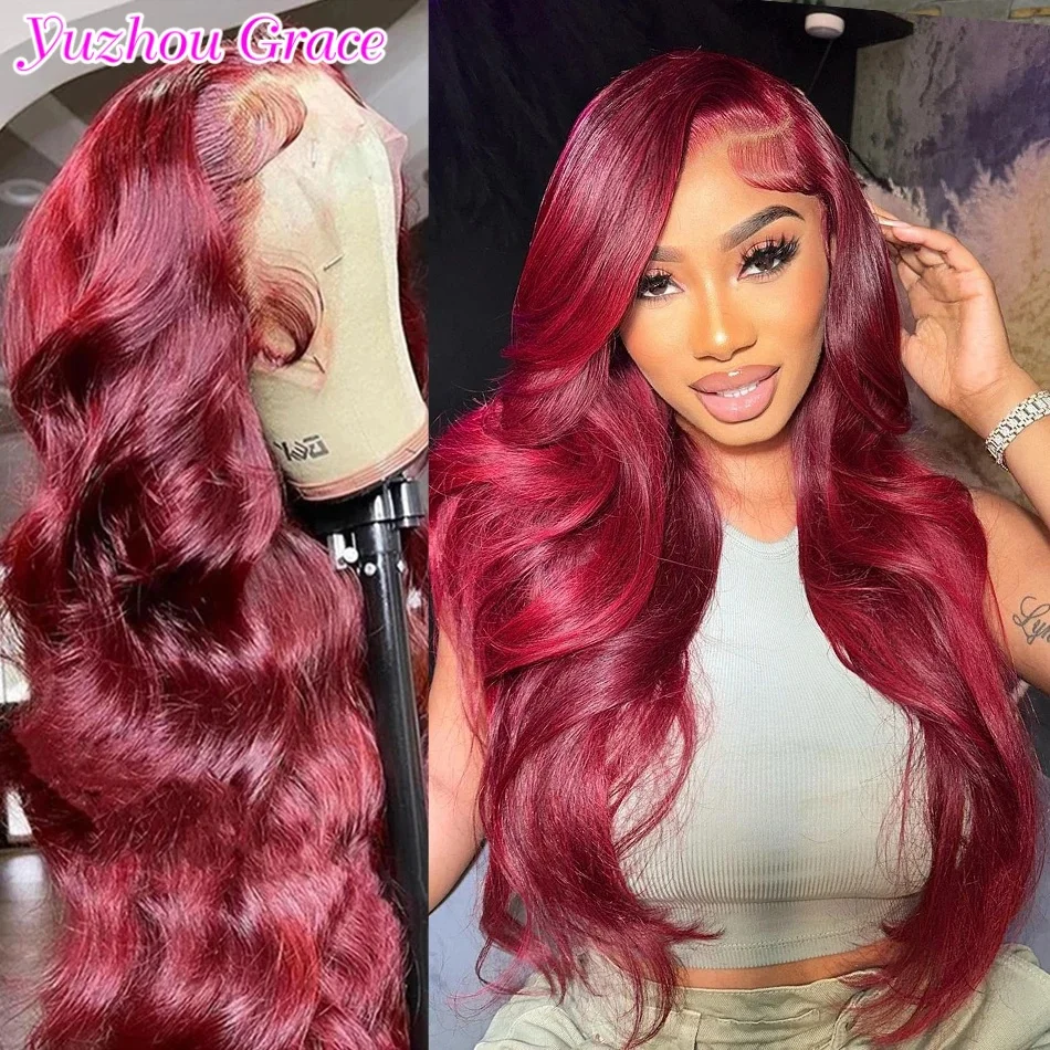 Burgundy Body Wave Lace Front Wig Hd Lace Fronal Wig Red 99J Closure 5X5 Wig Lace Front Human Hair Wigs