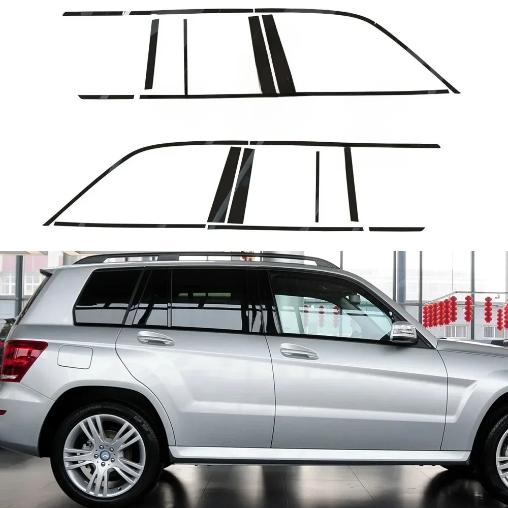Dla Mercedes Benz GLK GX204 2008-2016 Sedan Window Chrome Usuń Blackout ABC Pillars Błyszczące czarne naklejki — zdjęcie 2