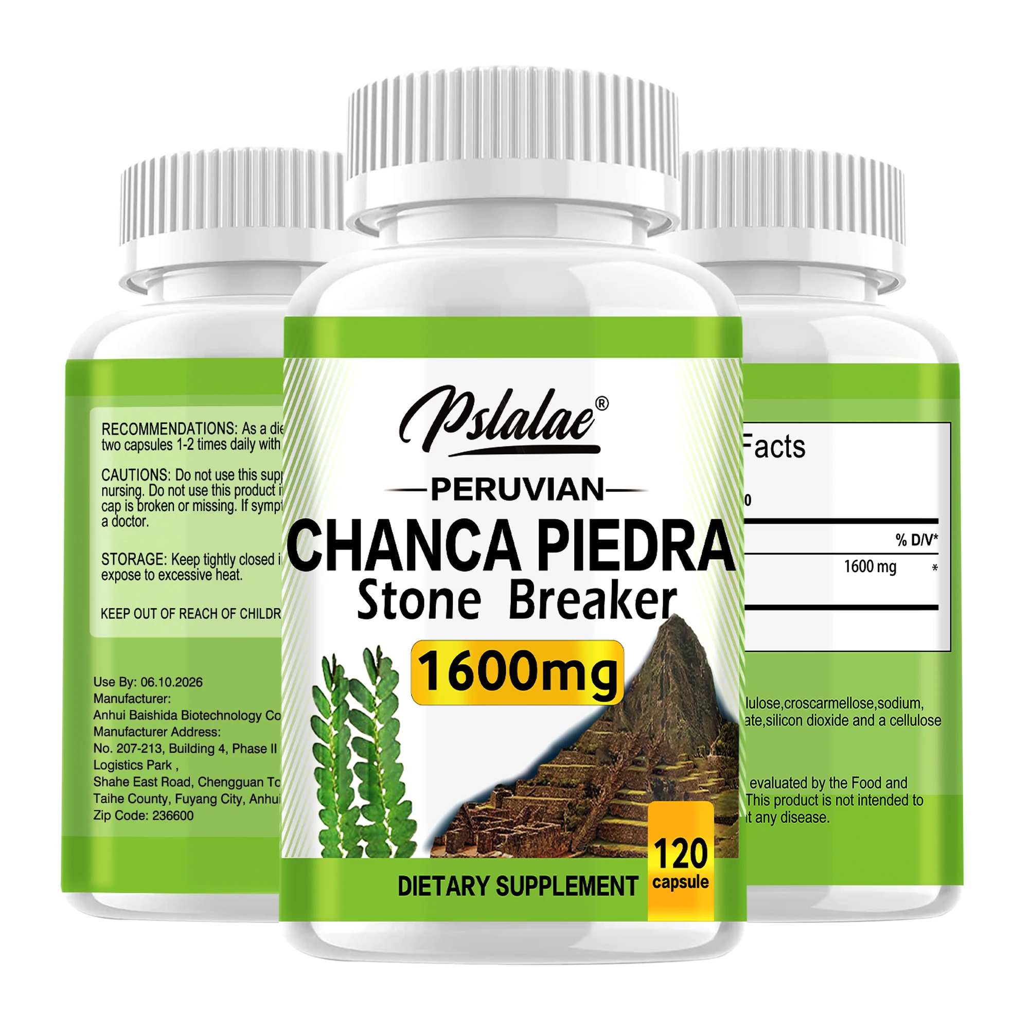 Chanca Piedra 1600mg-Suplemento de soporte para el riñón, elimina los cálculos renales y los Gallstones, 120 cápsulas