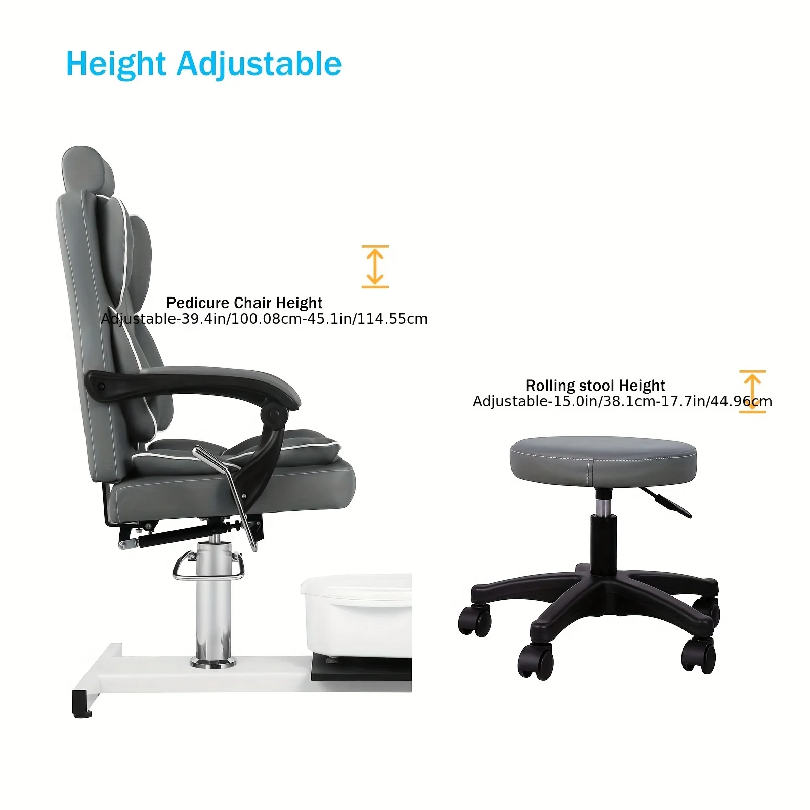 كرسي سبا للقدمين، أريكة صالون الأظافر مع حوض حمام القدم، كراسي باديكير مع رفع هيدروليكي ودوران 360 درجة، أثاث