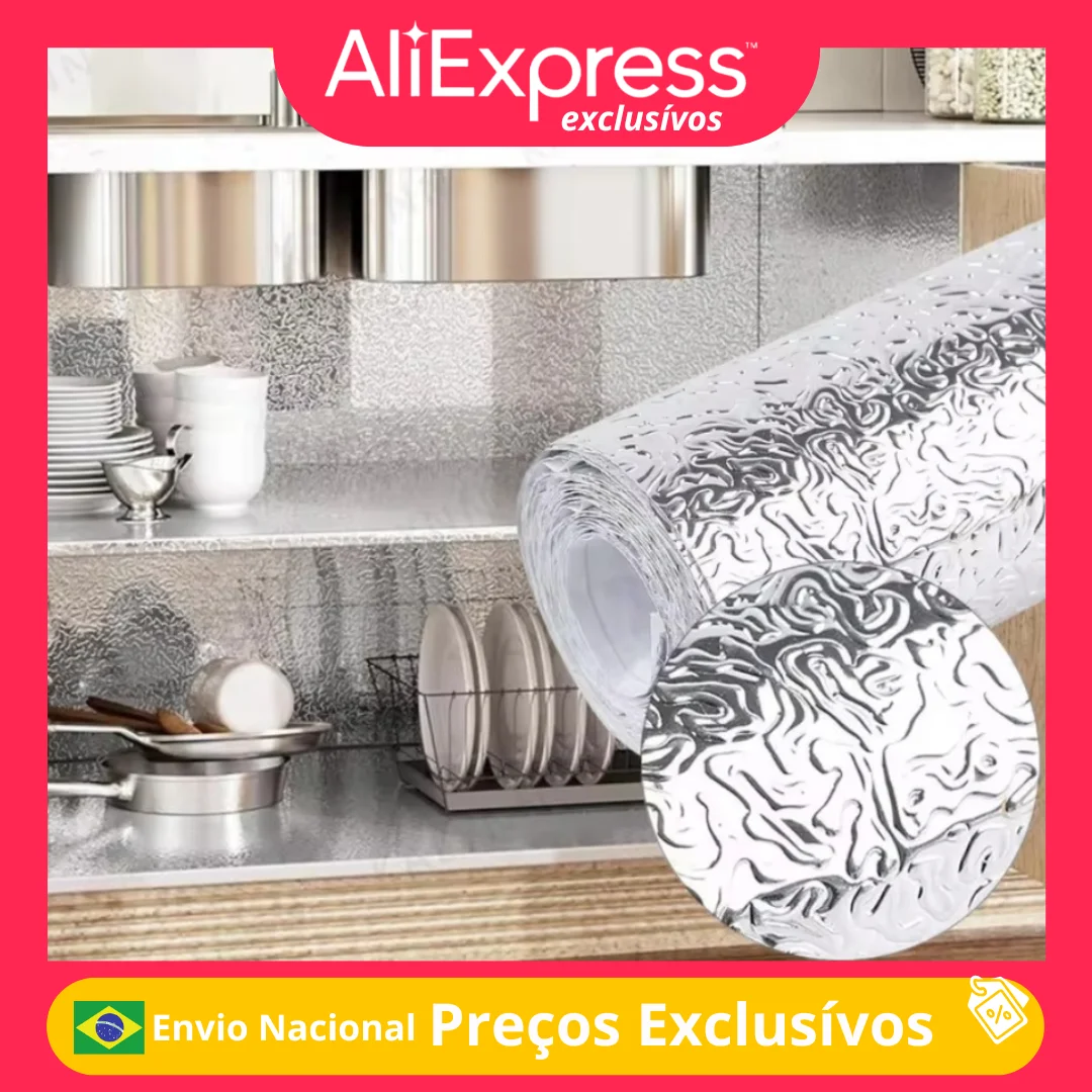 Modern Kitchen Oil-Proof auto-adesivos, Anti-incrustantes, Folha de alumínio de alta temperatura, Cabinet Contact Wallpaper