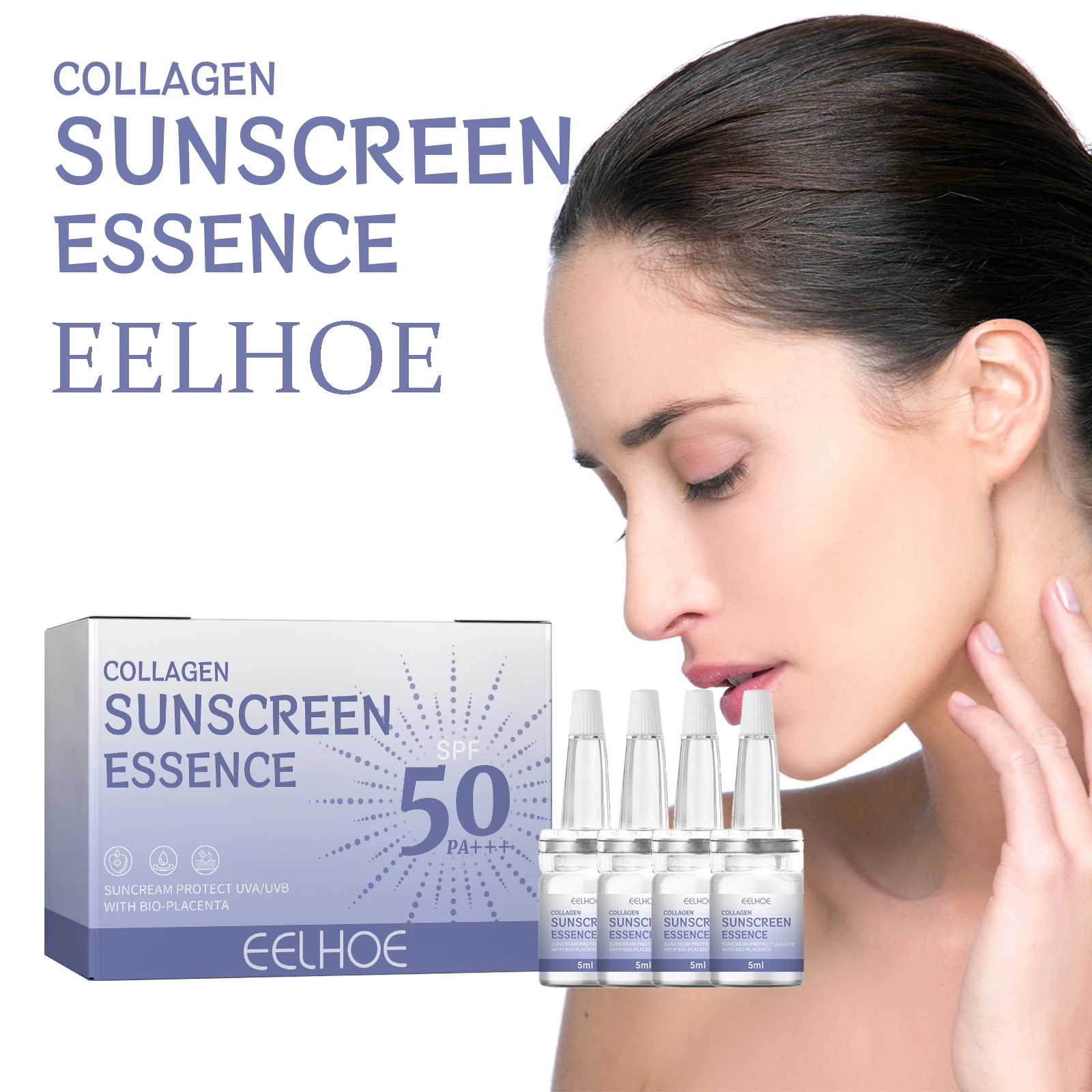

EELHOE Collagen Face Essence Set Fade Dullness Boost Skin Radiance Легкий нежирный осветляющий солнцезащитный крем Набор сыворотки для лица