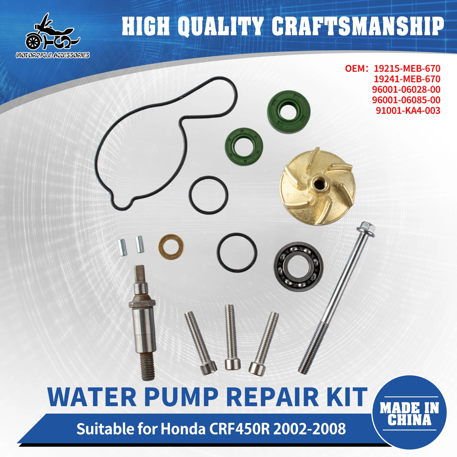 

SJ Motorcycle Parts Water Pump Repair Kit For Honda CRF450R CRF 450R 2002-2008 19215-MEB-670 19241-MEB-670
