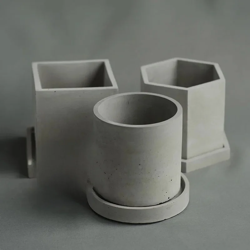 Porte-stylo rond et carré, récipient en plâtre, Pot de fleurs en béton, moule en Silicone, jardinière en ciment hexagonale, Pot de plantation de plantes succulentes