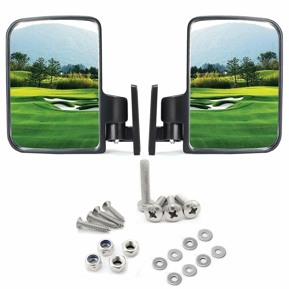 2pcs Golf Cart Side Mirrors Universal Folding Rearview Mirror for Ezgo Club Car Yamaha Carts Replacement Accessories