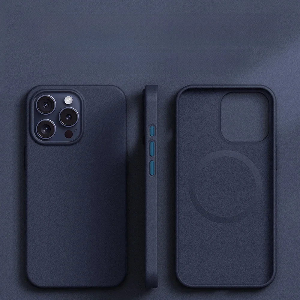 Capa de animação magnética de couro For Magsafe para For apple iphone 15 14 13 pro max 14 15 plus