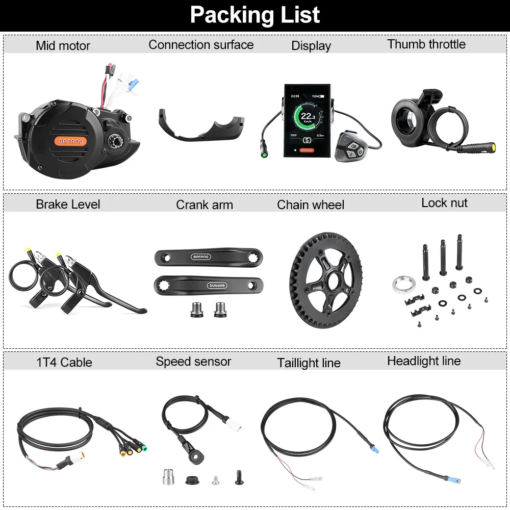 Bafang M620 G510 48V 52V 1000W Mid Drive eBike Motor Kit di conversione per bicicletta da carico elettrico con Display DPC18