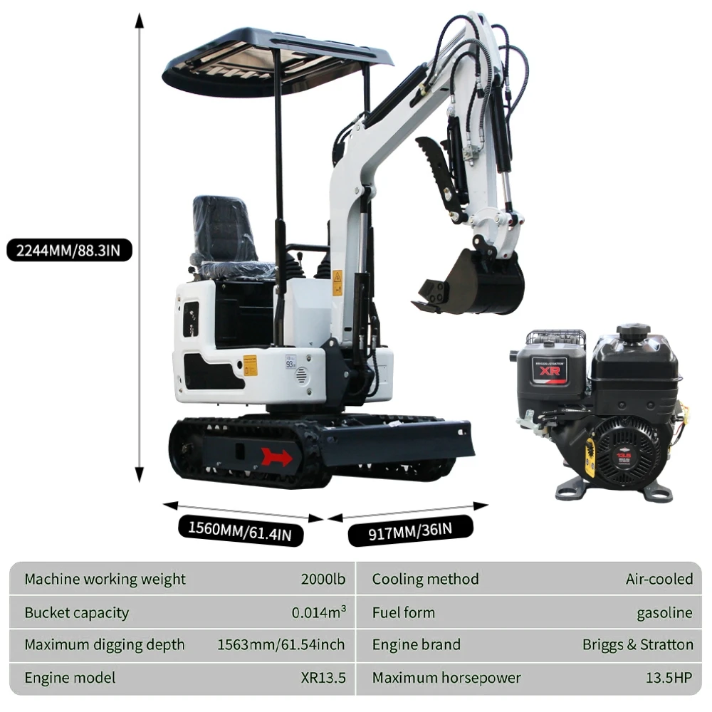Pagamento completo, non un deposito Minescavatore DM150W da 2000 libbre con morsetto idraulico per pollice e motore B&C
