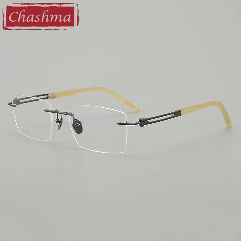 

Chashma Prescription Glasses Gentlemen Pure Titanium Ox Horn Temples Top Quality Men Eyewear for Recipe Optical Progressive Lens