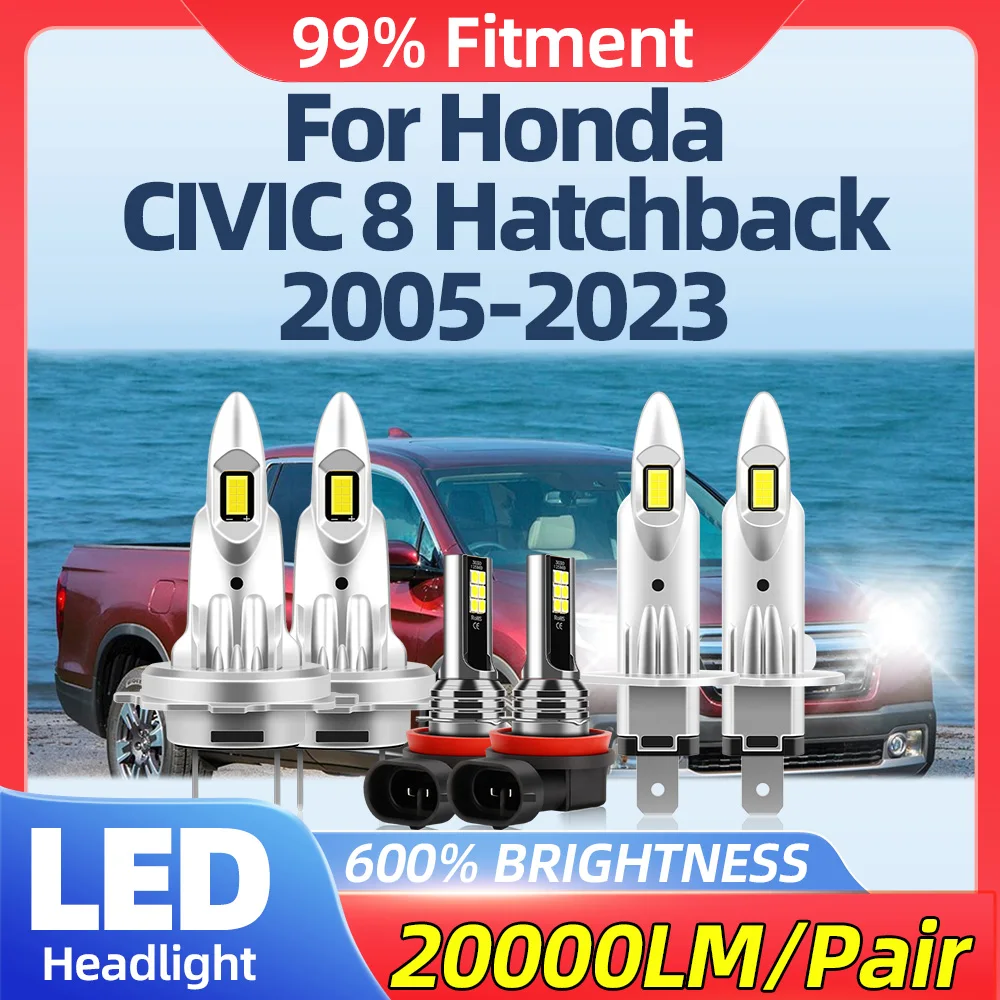 

60000LM Canbus LED Headlight Bulbs 360W Auto Lamps 12V 6000K Fog Lights For Honda CIVIC 8 Hatchback 2005-2020 2021 2022 2023
