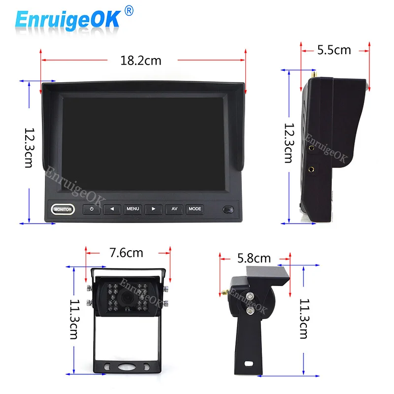 EnruigeOK HD Wireless Truck Monitor 7