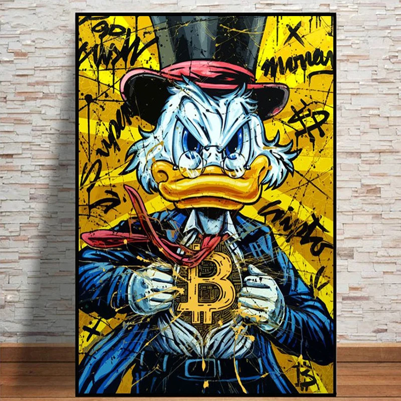 

Disney Graffiti Scrooge McDuck Posters And Prints For Living Room B Bitcoin Rain Canvas Painting Wall Art Cartoon Home Decor