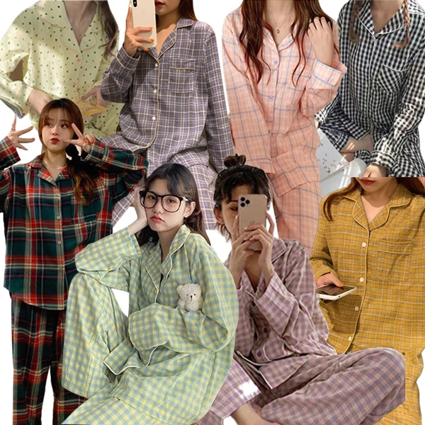 Women Long Sleeping Sleeping Pajamas Set Winter Polyester Pajamas