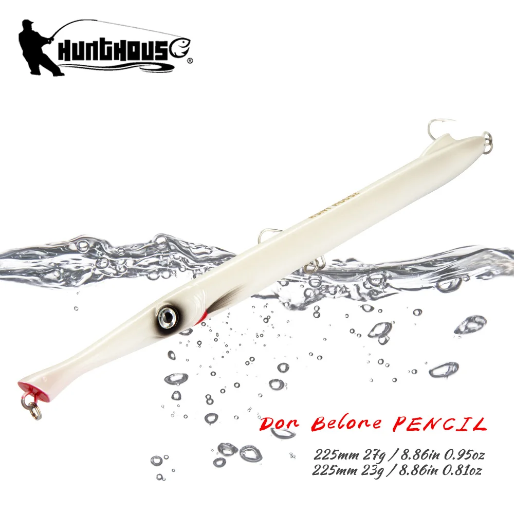 

Hunthouse Pencil Popper Fishing Lure Sinking Floating Surface Hard Bait WTD Stickbaits 225mm 23g 27g Seabass Trout Fish Tackle
