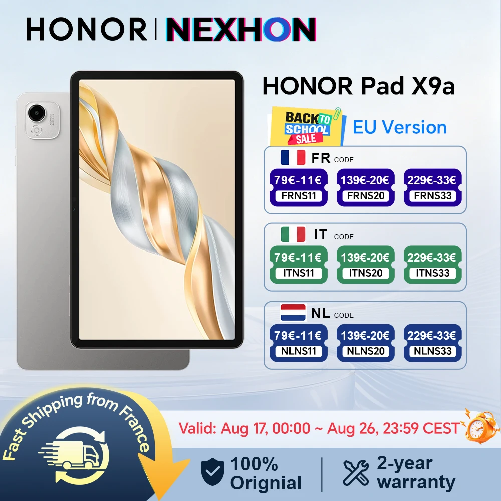 HONOR Pad X9a, version européenne WIFI, écran HONOR Fullview 11,5 pouces 120 Hz 2,5K, 6 Go + 128 Go, corps métallique fin, tablette Android HONOR