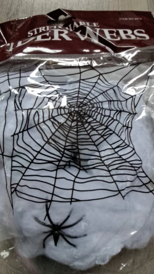 Halloween Scary Party Scene Props White Stretchy Cobweb Spider Web Horror Halloween Decoration For Bar Haunted House photo review