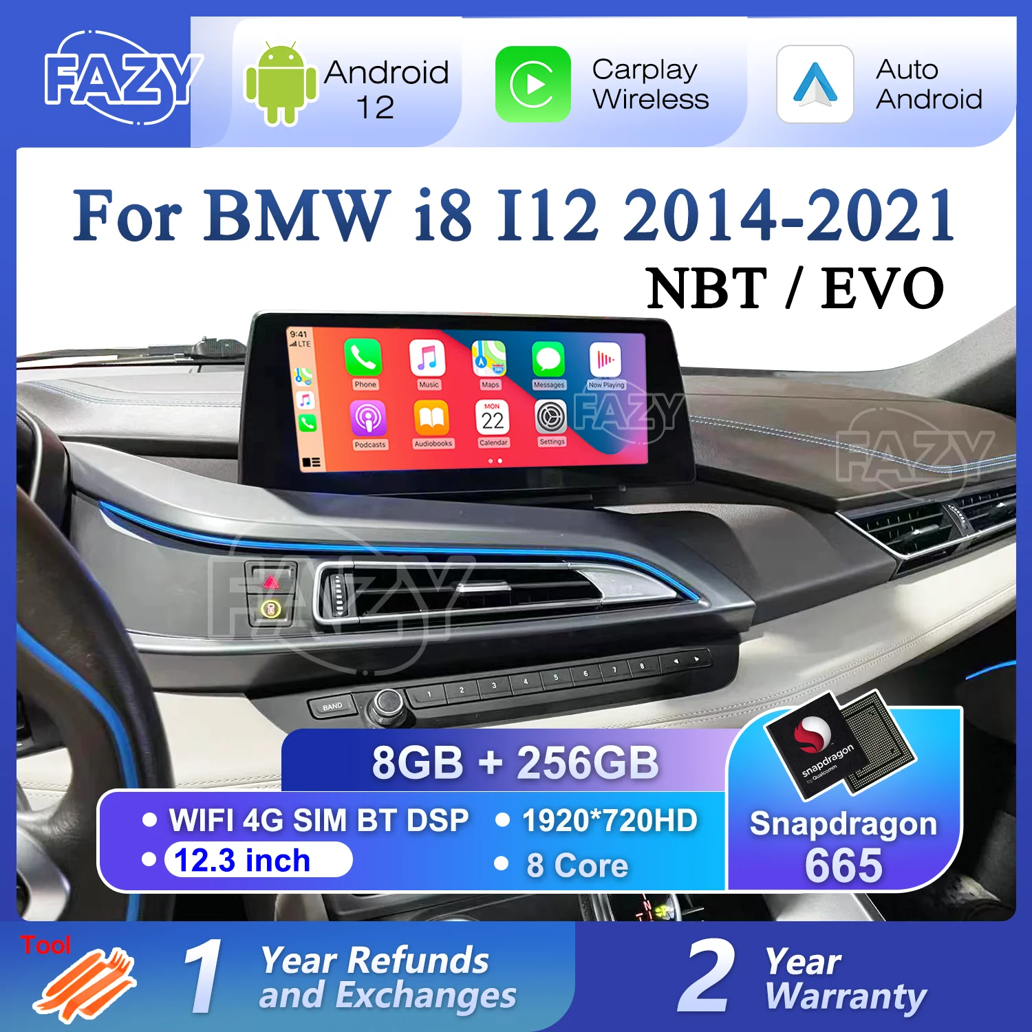 

Android 14 CarPlay IPS сенсорный экран для BMW i8 I12 NBT EVO System 2014-2021 GPS мультимедийный плеер авторадио DSP 4G WIFI