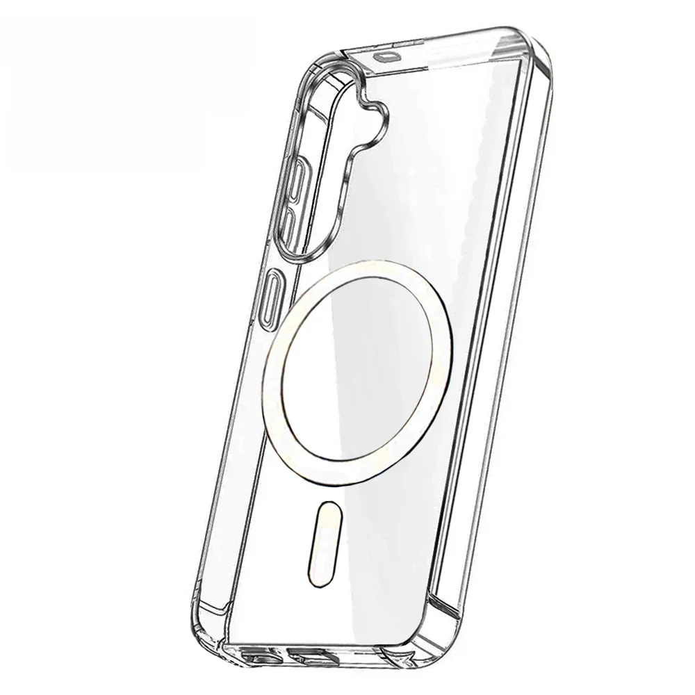 Oryginalny bezprzewodowy pokrowiec magnetyczny do etui Magsafe Samsung Galaxy S23 S21 Fe S24 Ultra S22 Plus Z Fold Flip 6 5 4 3 Case Przezroczysty akryl — zdjęcie 2