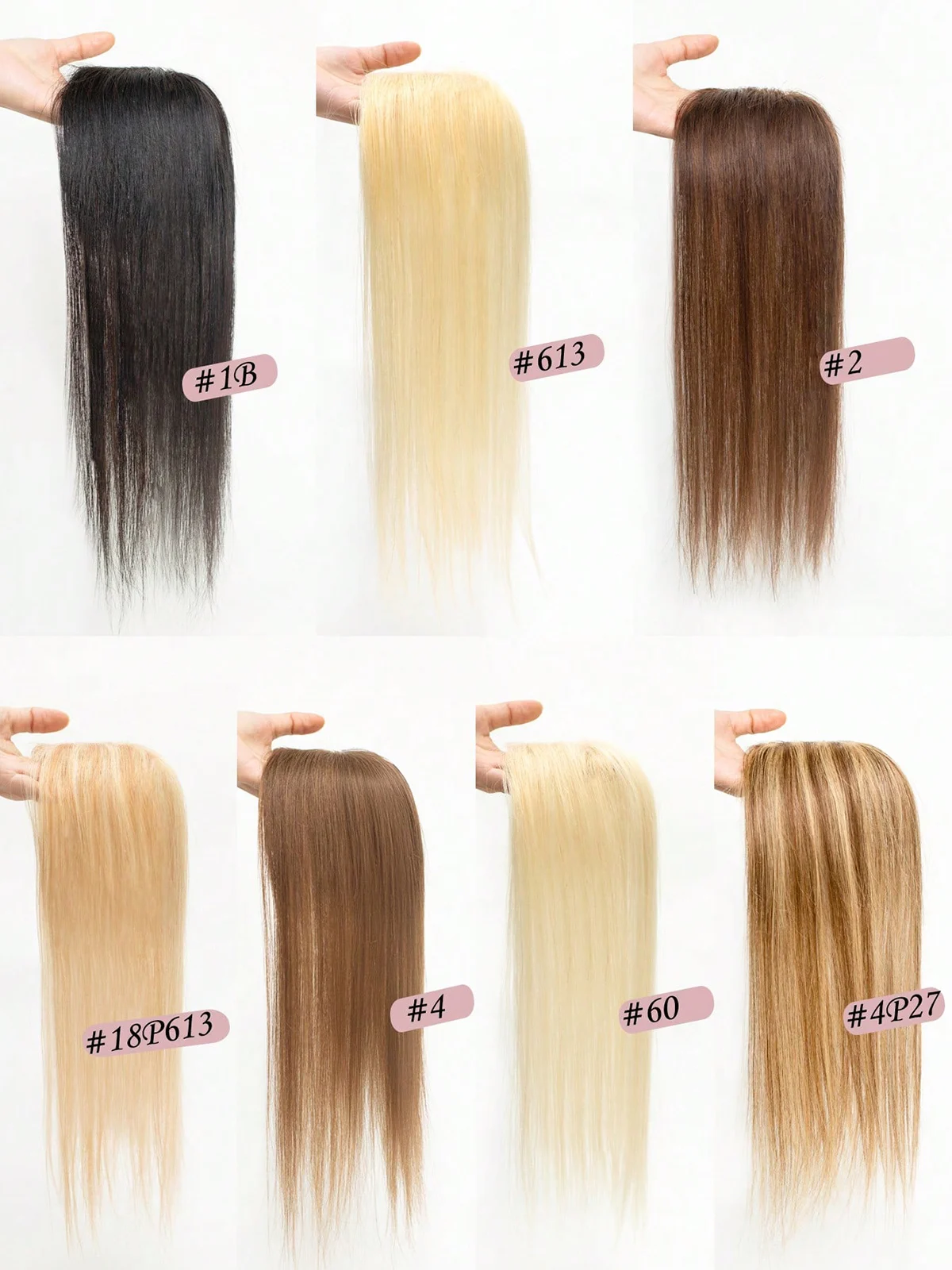 100% Real Human Hair Toppers for Women Clip in Hairpieces Breathable 5"x 6" Big Mono Base for Covering Greyish Thinning Hair