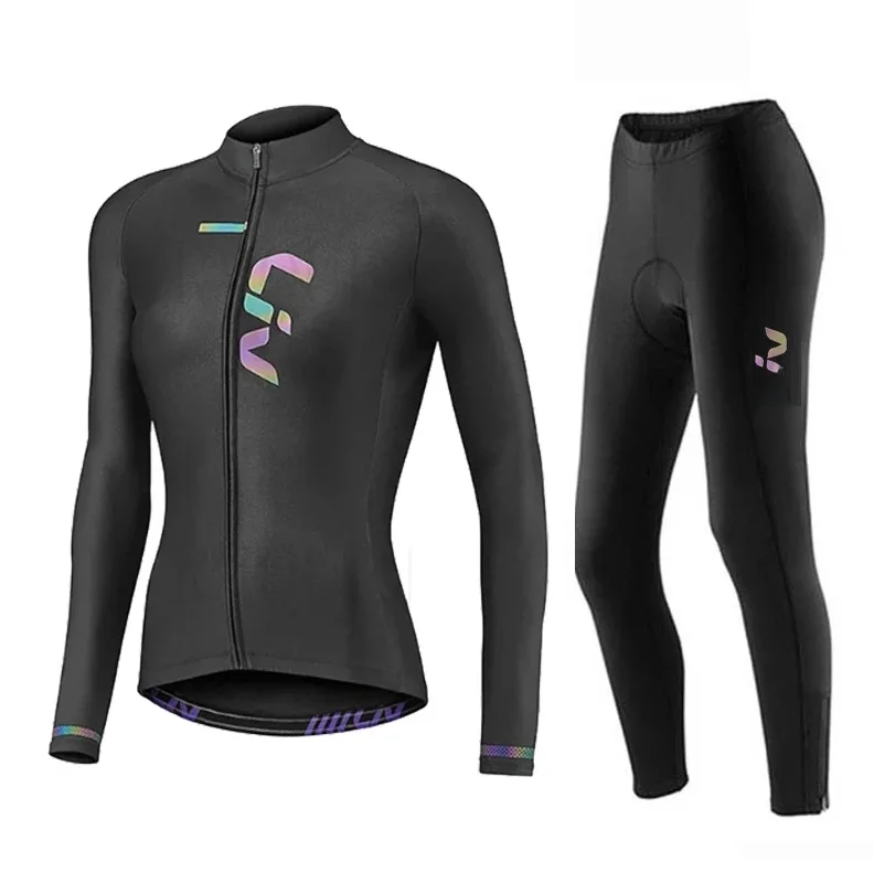 AliExpress Liv Women Cycling Jersey Set Autumn Long Sleeve Breathable Clothing MTB Maillot Ropa Ciclismo Bicycle Sportswear Bike Uniform