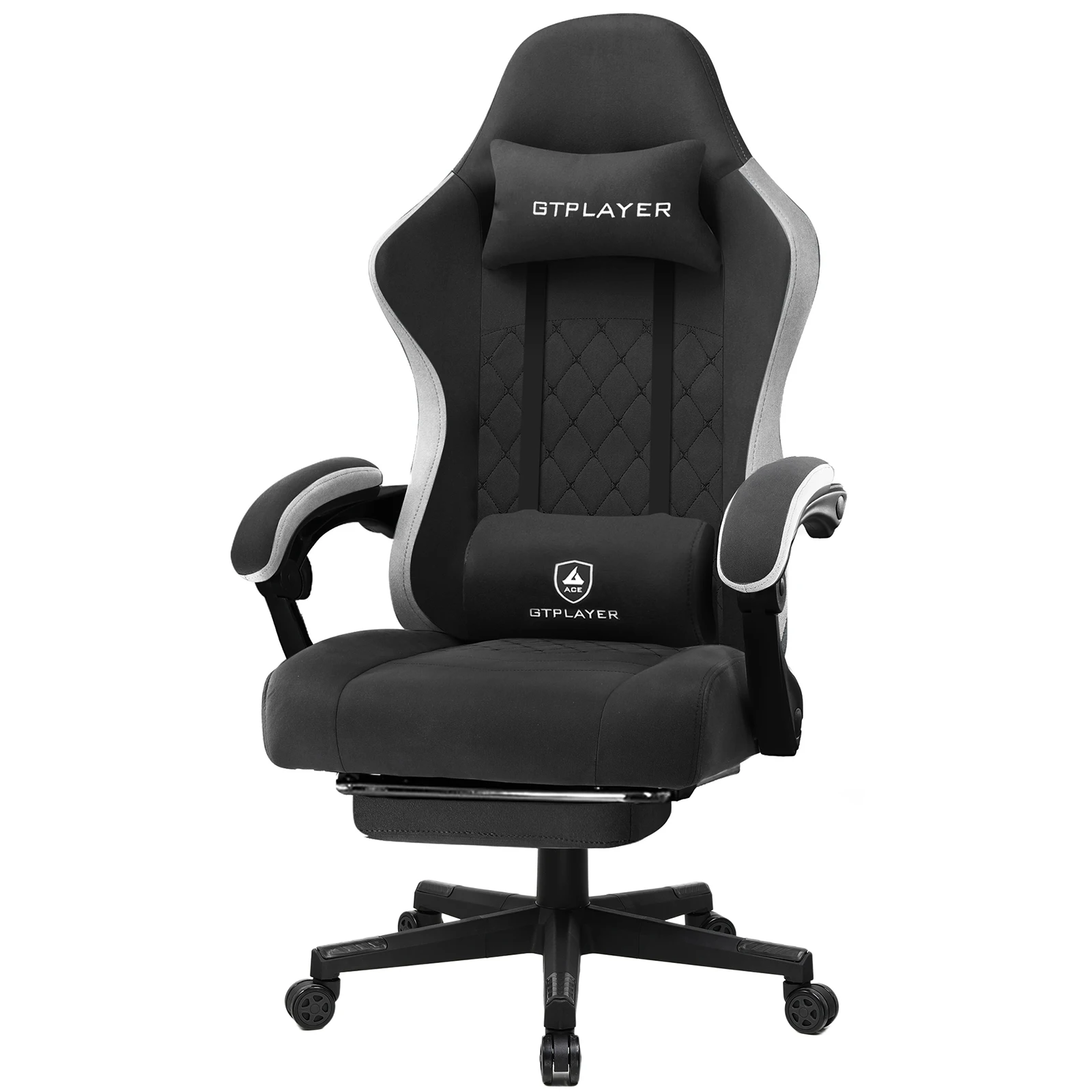 GTPLAYER Gaming Chair Ergonomischer Gaming Sessel Schreibtischstuhl mit Stoffoberfläche, Federsitzkissen, Verbindungsarmlehnen