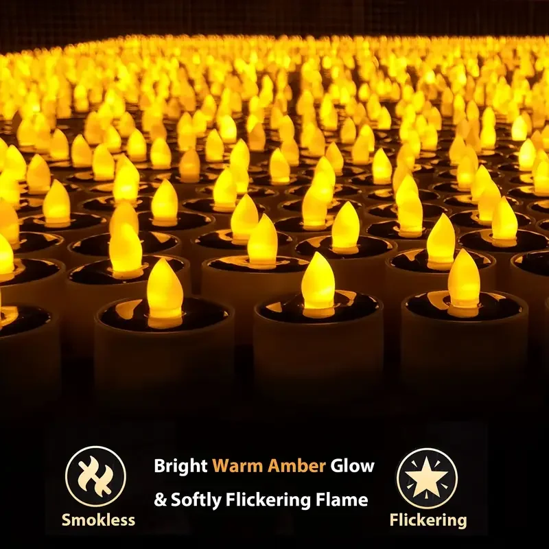 12 solar candle lights, smokeless LED atmosphere lighting, suitable for birthdays, hanging solar lights, wireless installation.