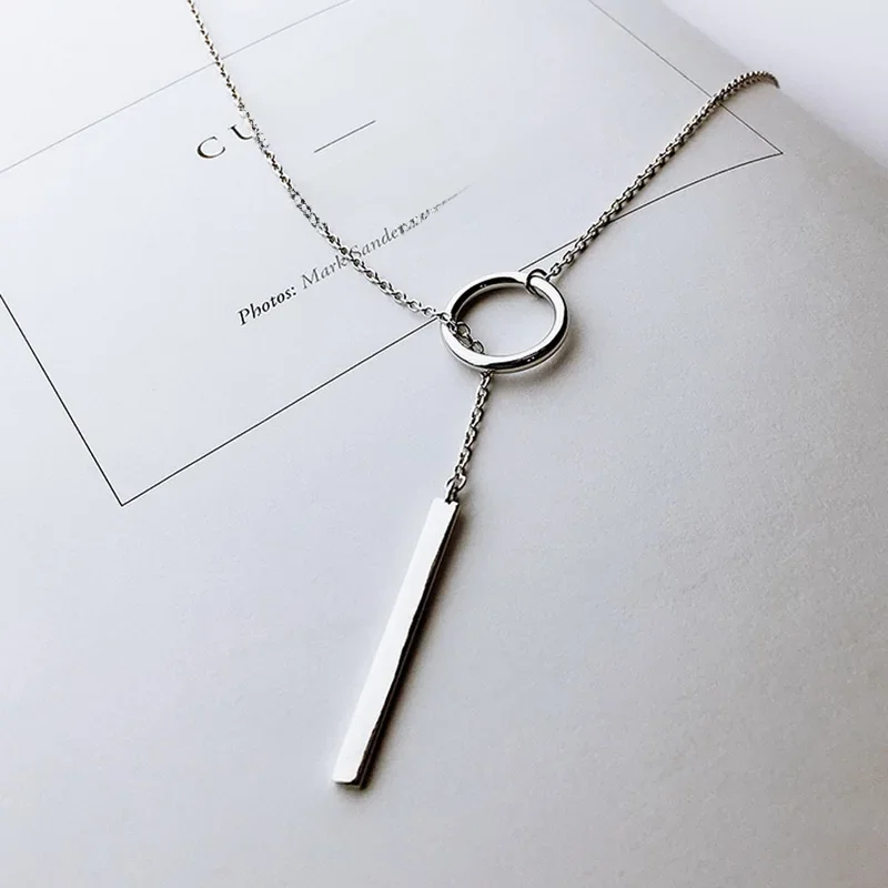 XIYANIKE Vintage Silver Color Jewelry Circle Strip Long Chain Pendants&Necklaces sterling-silver Choker Necklace VNS8002 — zdjęcie 2