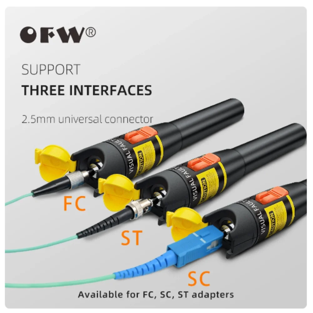 Efvv Visual Fault Locator 10mW Fiber Optic Cable Tester FC/SC/ST Connector Red Laser Light Pen Type VFL