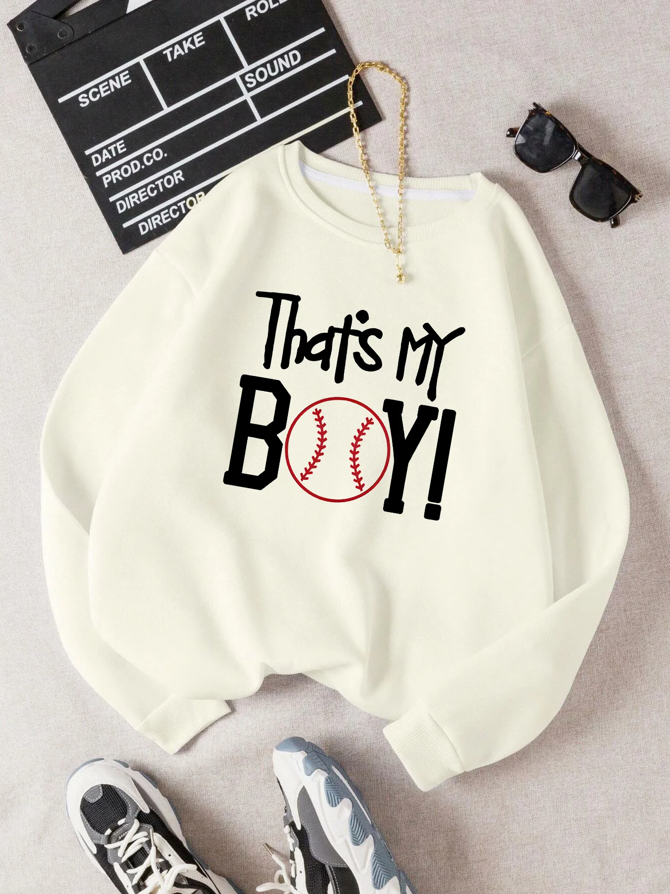 

2024 Autumn Winter Baseball Thats My Boy Print Casual Sweatshirts Streetwear Hiphop Fashion Funny Sports Hoodies