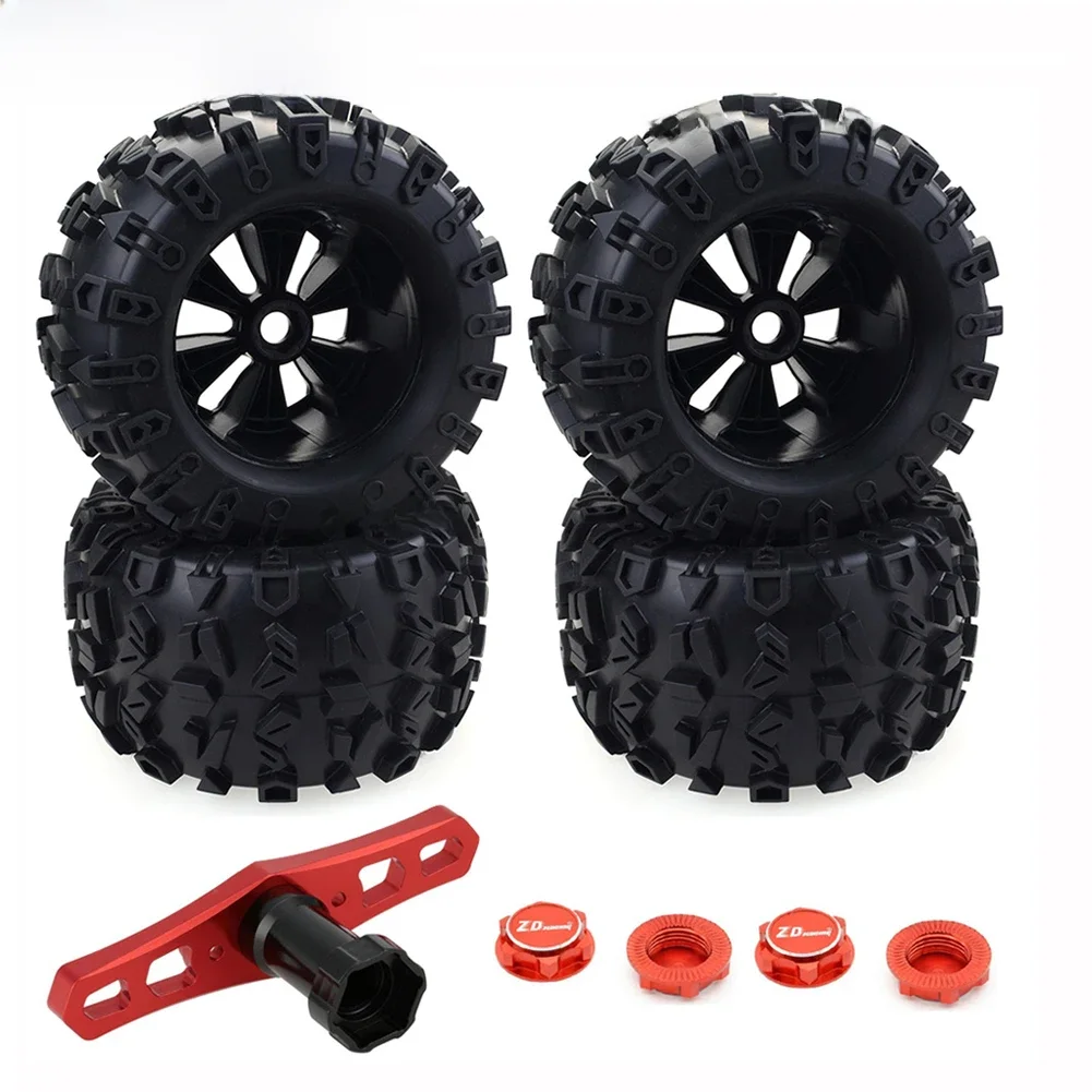 4 Stks/pak 1/8 Schaal 17Mm Hex Rc Truck Banden En Wielen Set Gelijmd Voor Traxxas Maxx Tmaxx E-Revo Revo 3.3, Jlb Cheetah Monster - afbeelding 2
