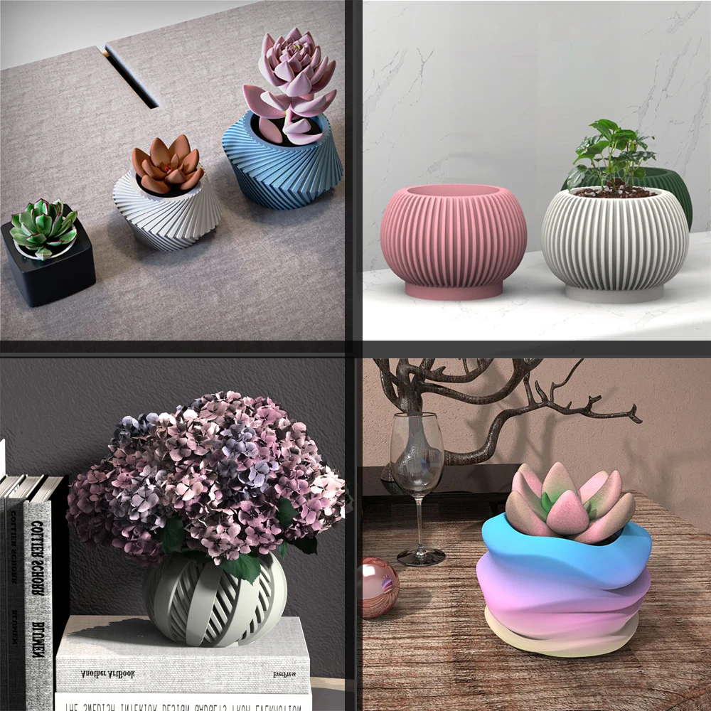 

Striped concrete flowerpot silicone mold Lantern shape green plant succulent cement flowerpot mold handmade DIY