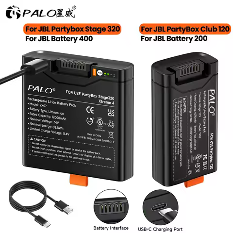 6000mAh/12000mAh Rechargeable Battery for JBL Battery 400 JBL Partybox Stage 320 JBL Battery 200 JBL PartyBox Club 120 Speaker