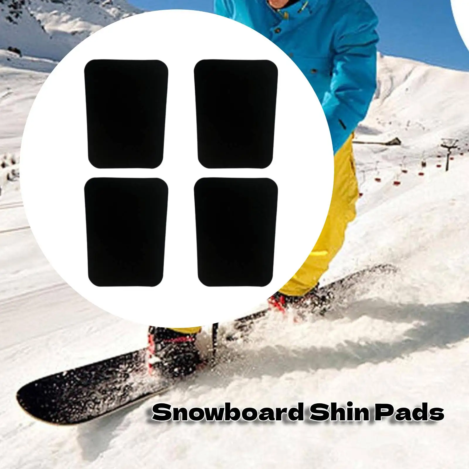 4 Pieces Snowboard Shin Pads ,Protector Pad for Skiing Snowboarding, High Performance Snowboard Padded Rubber Foam Protection