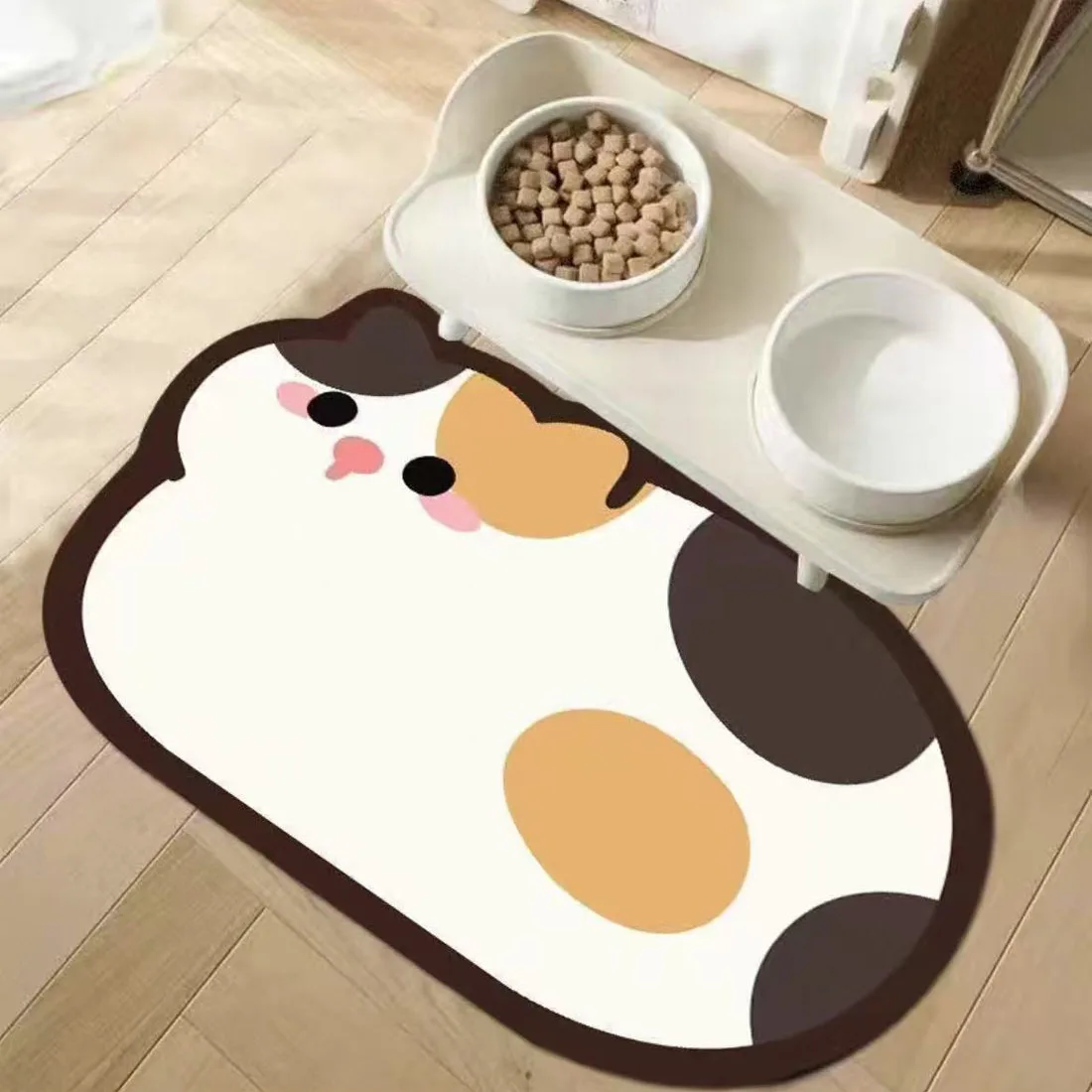 작은 고양이 흡수성 애완동물 급식 매트 방수 식탁매트 개와 고양이 음식 물 흡수 빠른 건조 미끄럼 방지