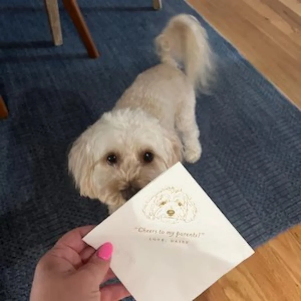 50PCS Gold Foil Pet Cocktail Napkins Wedding Reception Custom Dog Cat Rabbit Illustration Beverage Napkins Gold Foil Personalize