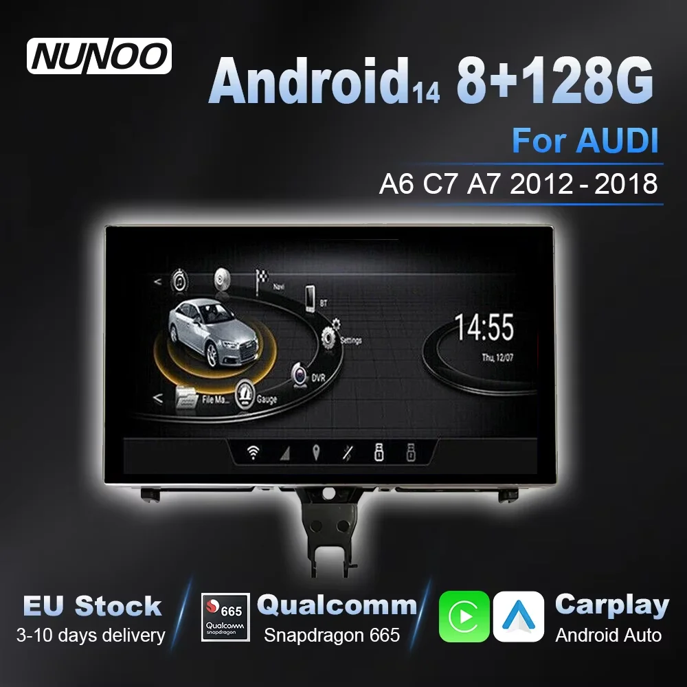 Qualcomm Android14 Kabelloses Carplay für Audi A6 C7 A7 2012-2018 Touchscreen Auto-Multimedia-Player Radio GPS Autoradio