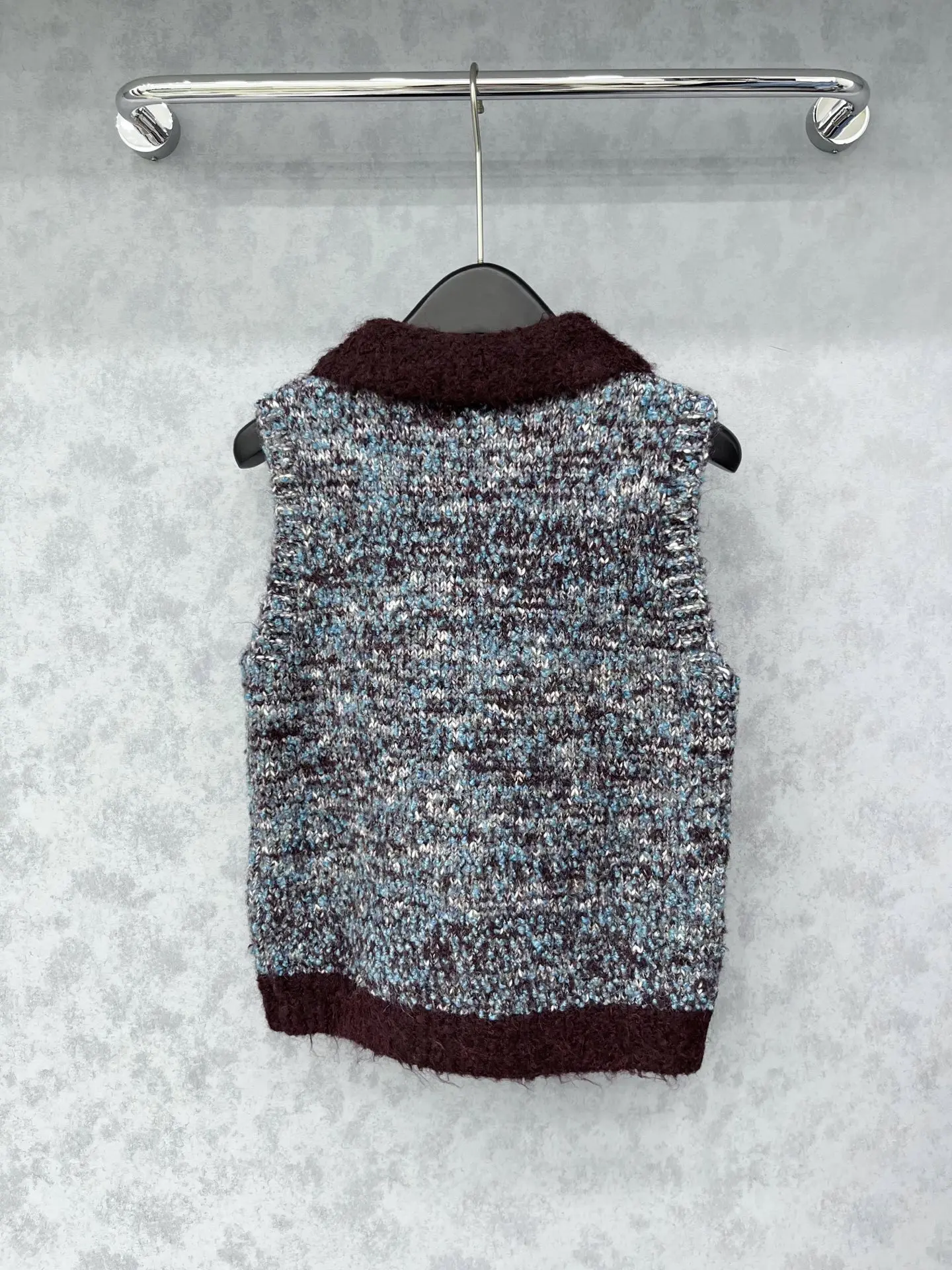 

High Quality Autumn Winter Women's Casual Fashion Patchwork Lapel Zipper 100% Cashmere Knitted Vest J028Q