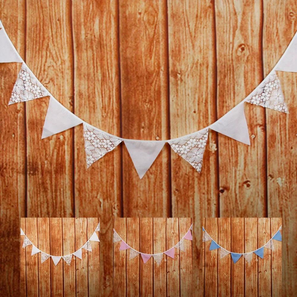 3.2M 12 flagi kwiatowy styl koronki bawełny dekoracje ślubne trznadel Vintage banery zdjęcie Prop Home Room Garland — zdjęcie 2