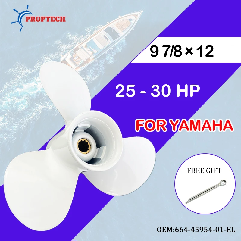 

Пропеллер подвесного мотора для YAMAHA Fit 9 7/8*12 дюймов, 20 л.с., 25 л.с., 30 л.с., алюминиевый винт, 3 лопасти, 10 шлицевых лодок, корабль, морская часть
