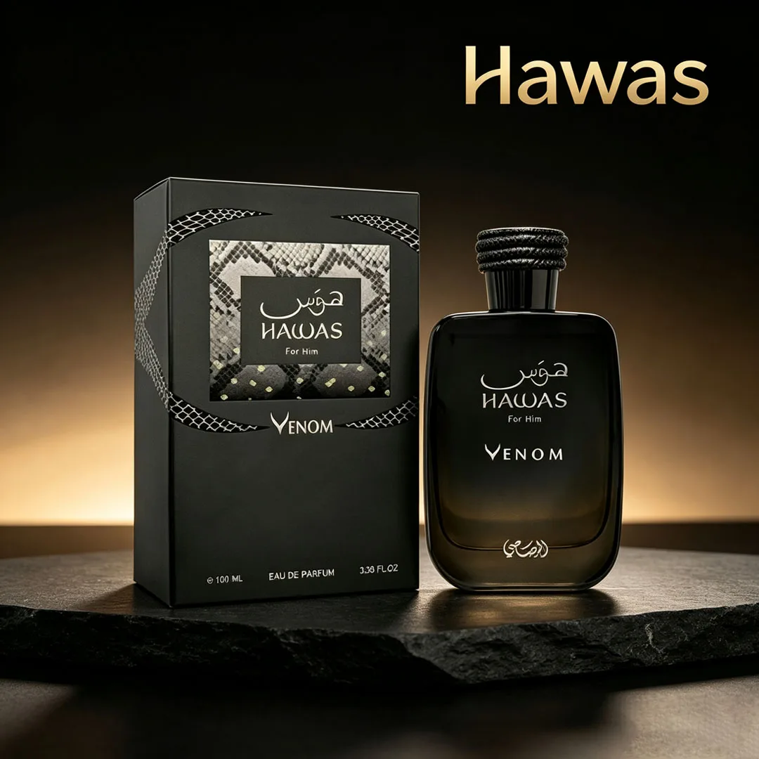Rasasi Hawas Venom Eau de Parfum 100ml Men Perfume, Dark Alluring Oriental Woody Scent, Smoky‑Leather Long‑Lasting Men’s Cologne view 5
