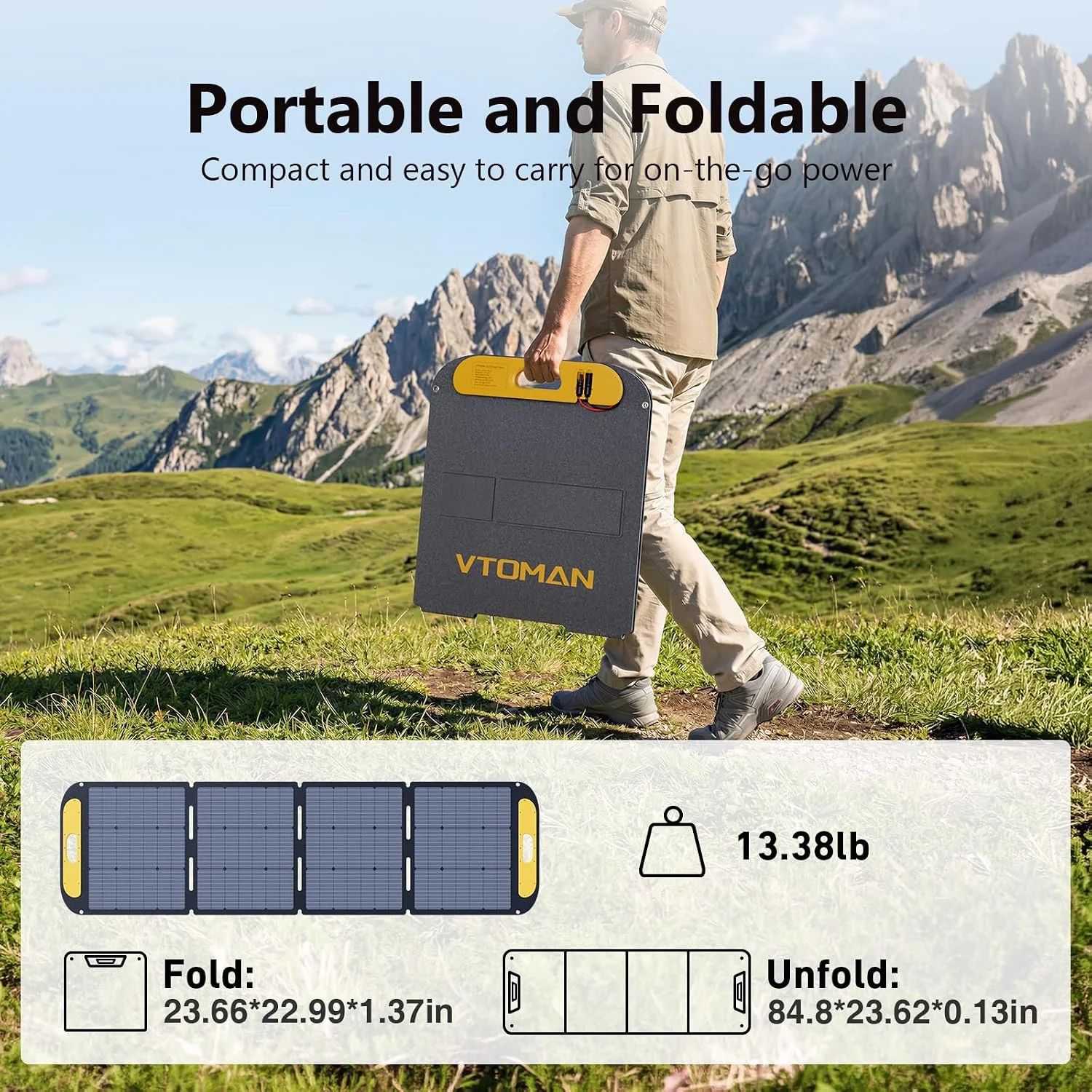 VTOMAN FlashSpeed 2400 Portable Power Station With 200WPro Solar Panel, 1408Wh LiFePO4 (LFP) Battery, Full Charge in 58 Min,2400W(Peak 3200W) Solar Generator for Home Backup Power, Camping & RVs