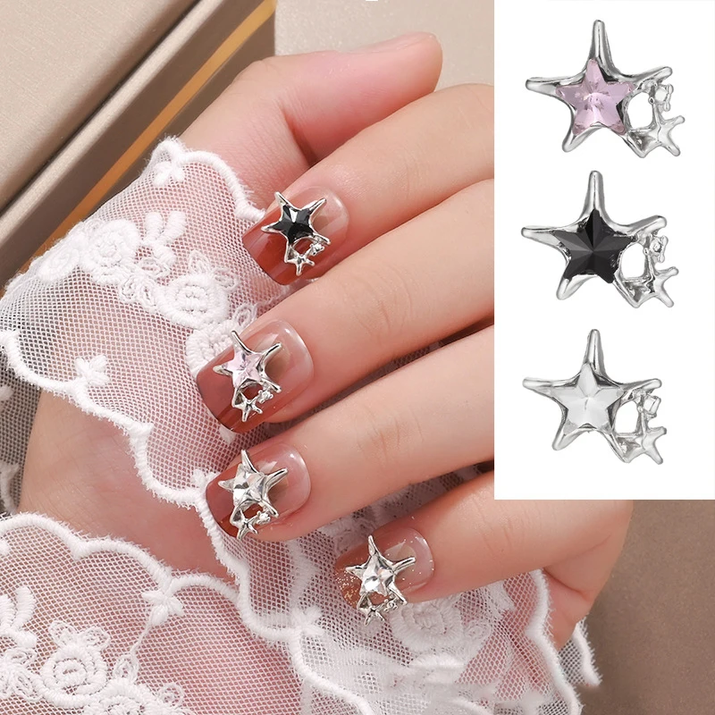 10Pcs Diamond Starfish Nail Art Charms 3D Luxury Rhinestones Alloy Nails Decorations Flash Inlaid Manicure Accessories 10*12MM