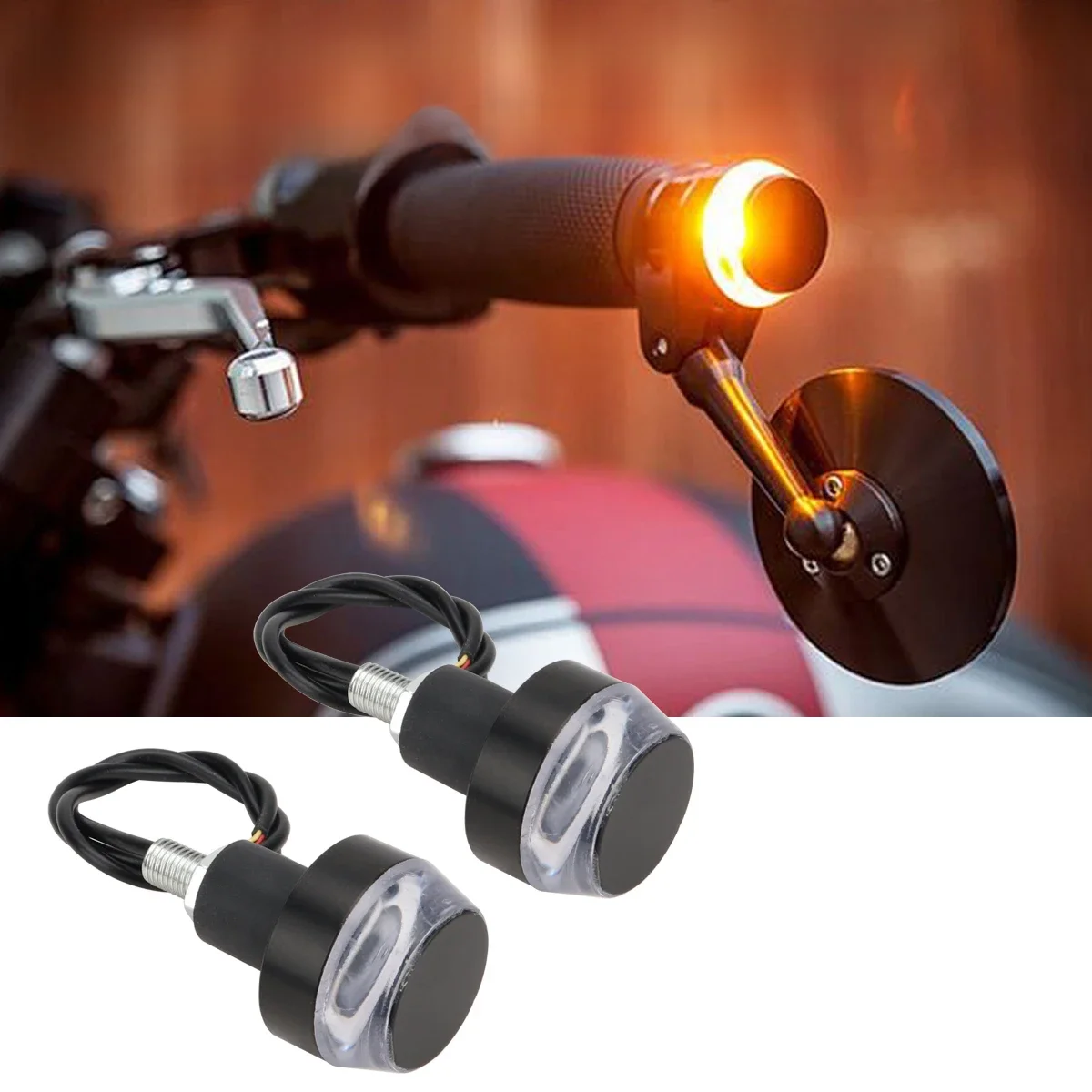 Indicateur d'extrémité de barre lumineuse à LED pour moto, clignotant de voiture, prise de poignée universelle, feu de position latéral, 2 pièces
