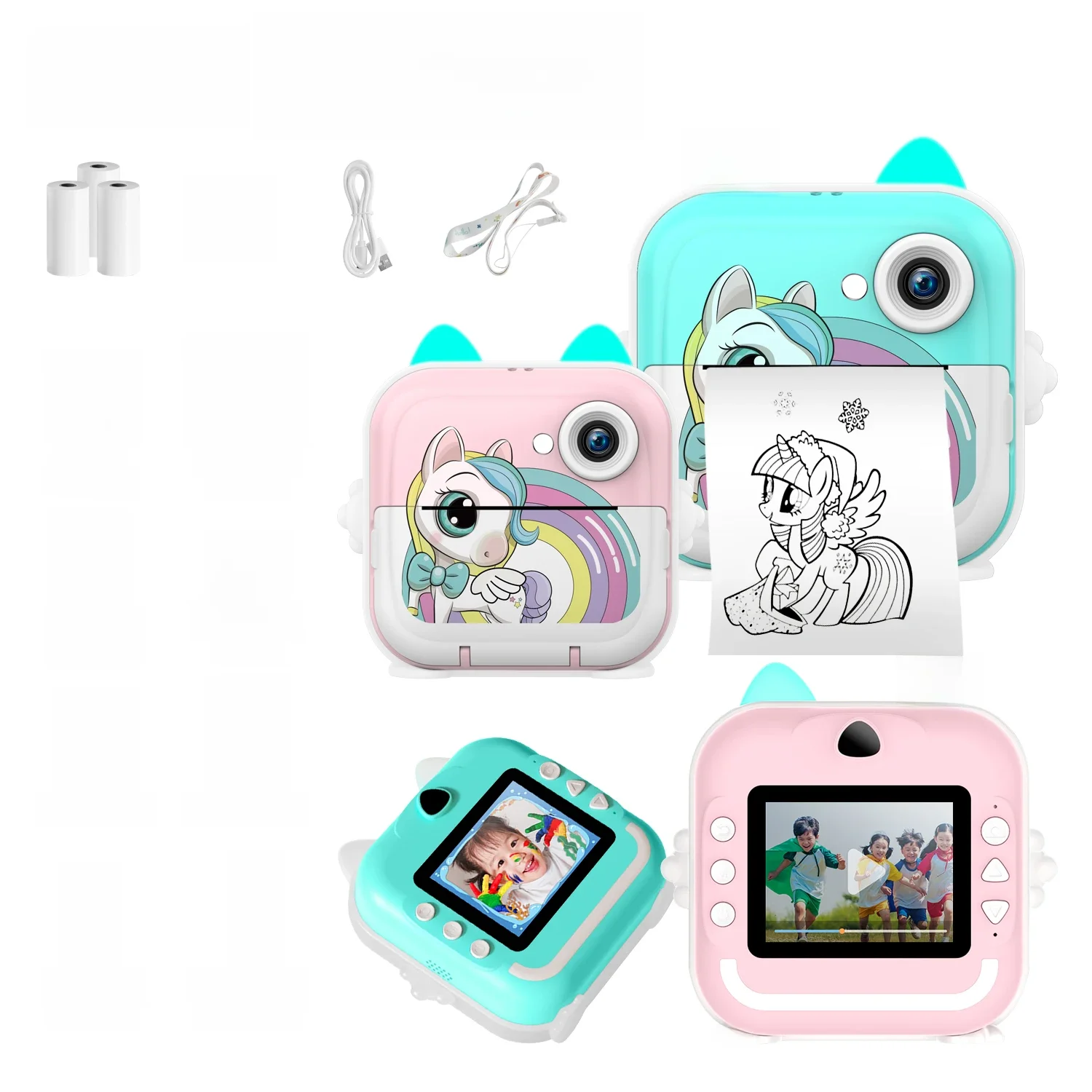 MISIRUN-Appareil photo à impression instantanée pour enfants, appareil photo numérique, impression thermique, carte 32 Go, jouets pour enfants, cadeau pour garçons et filles