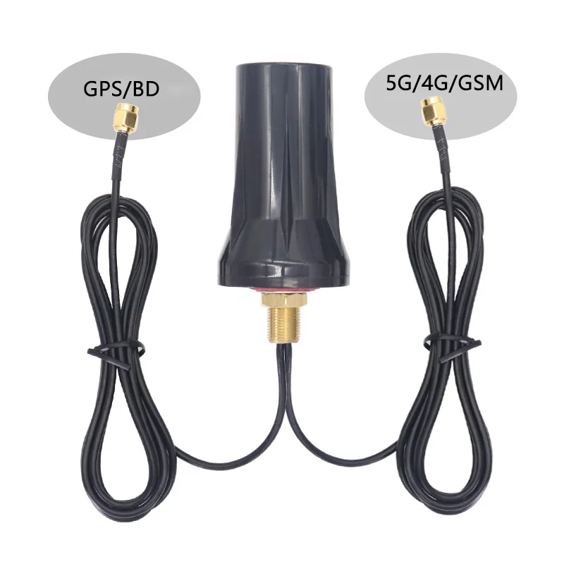 Waterproof External Aerial Antenna, Dual Mode, 5G, 4G, GPS, BD, 600 ~ 6000Mhz, 15642 Mhz, 1561Mhz, 2Pcs Cable