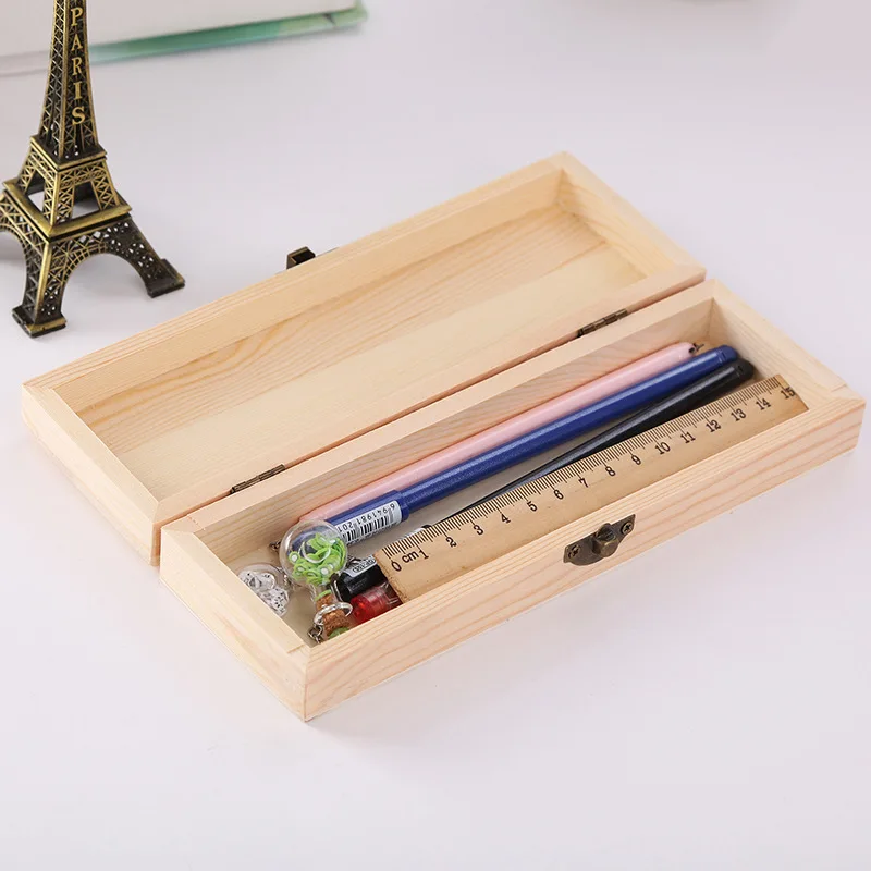 Wood Pencil Case Storage Bag Large Capacity Super Simple Gift Boys and Girls Exchange Stationery Office Supplies