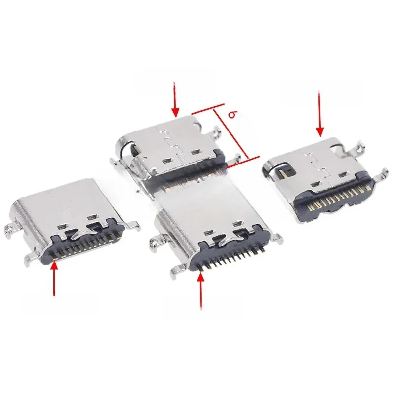 10 szt. USB-3.1 złącze USB typu C poziome mocowanie do połowy 16P żeńskie 1.6mm przez deskę 0.8mm do przejściówka do ładowarki DIY — zdjęcie 2