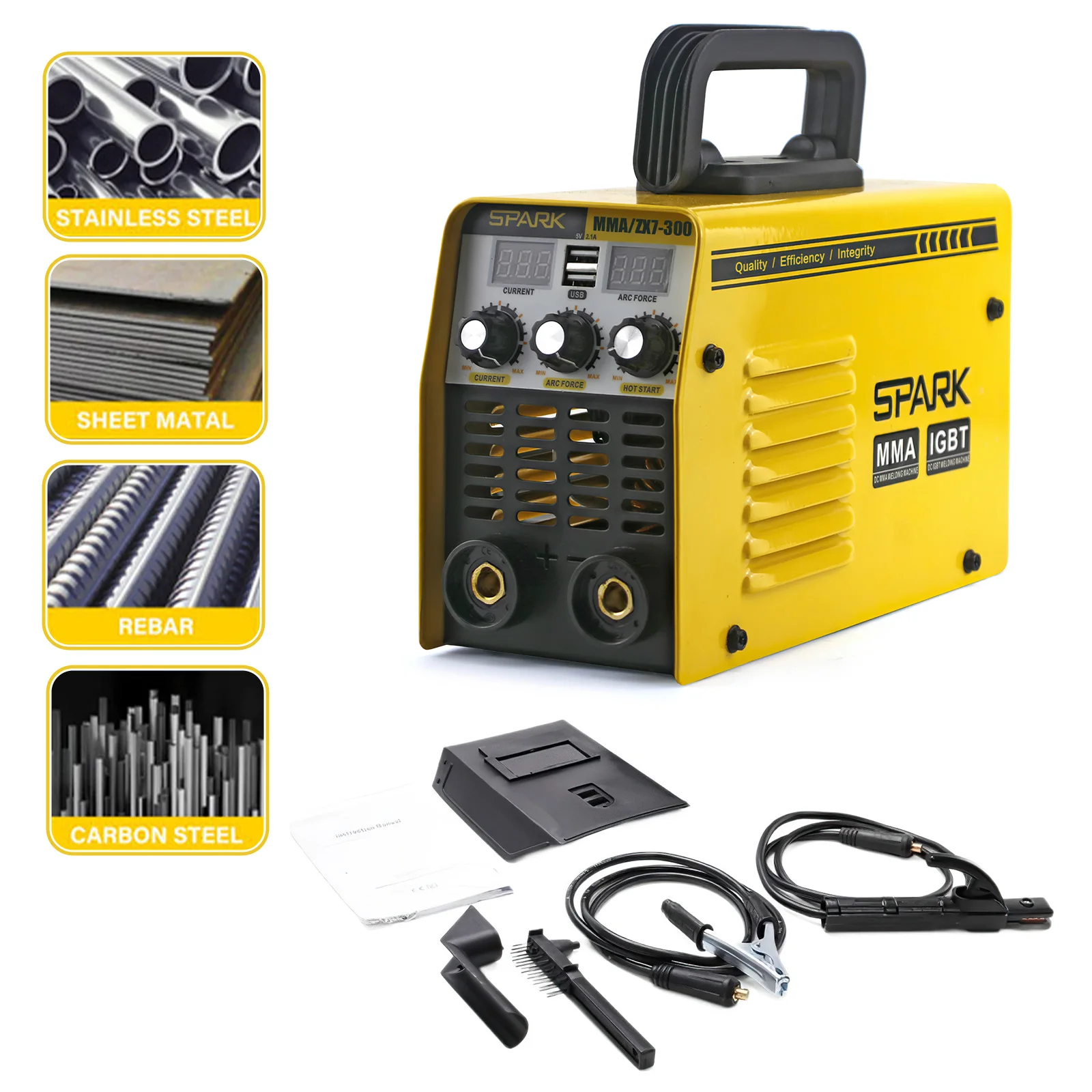 Saldatrice inverter MMA 250A, modello mini IGBT, con doppio display e doppia porta USB, strumento elettrico portatile per saldatura, ideale per elettrodi da 1,6 a 4,0 mm, per la riparazione di acciaio