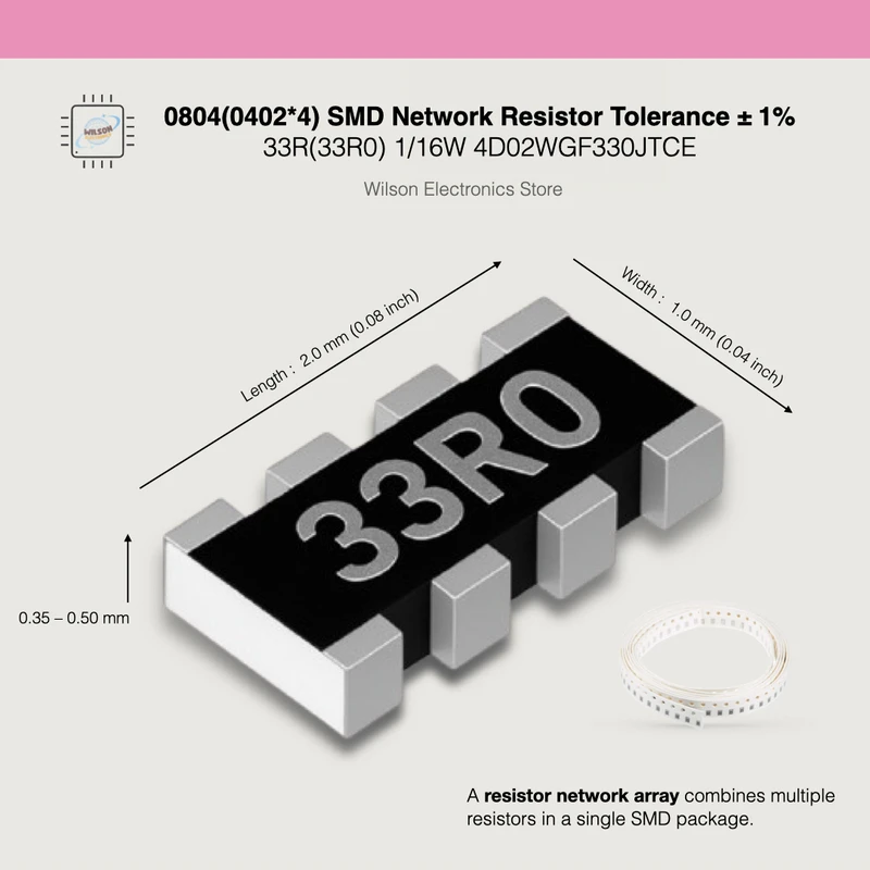 

50 шт./лот, новый сетевой резистор 0804 (0402*4), массив SMD 1% 33R (33R0) 1/16 Вт 4D02WGF330JTCE, сетевой резистор SMD